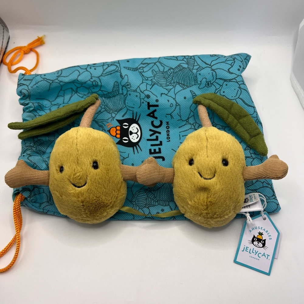 Jellycat Yellow Plush Peas with Green Leaves